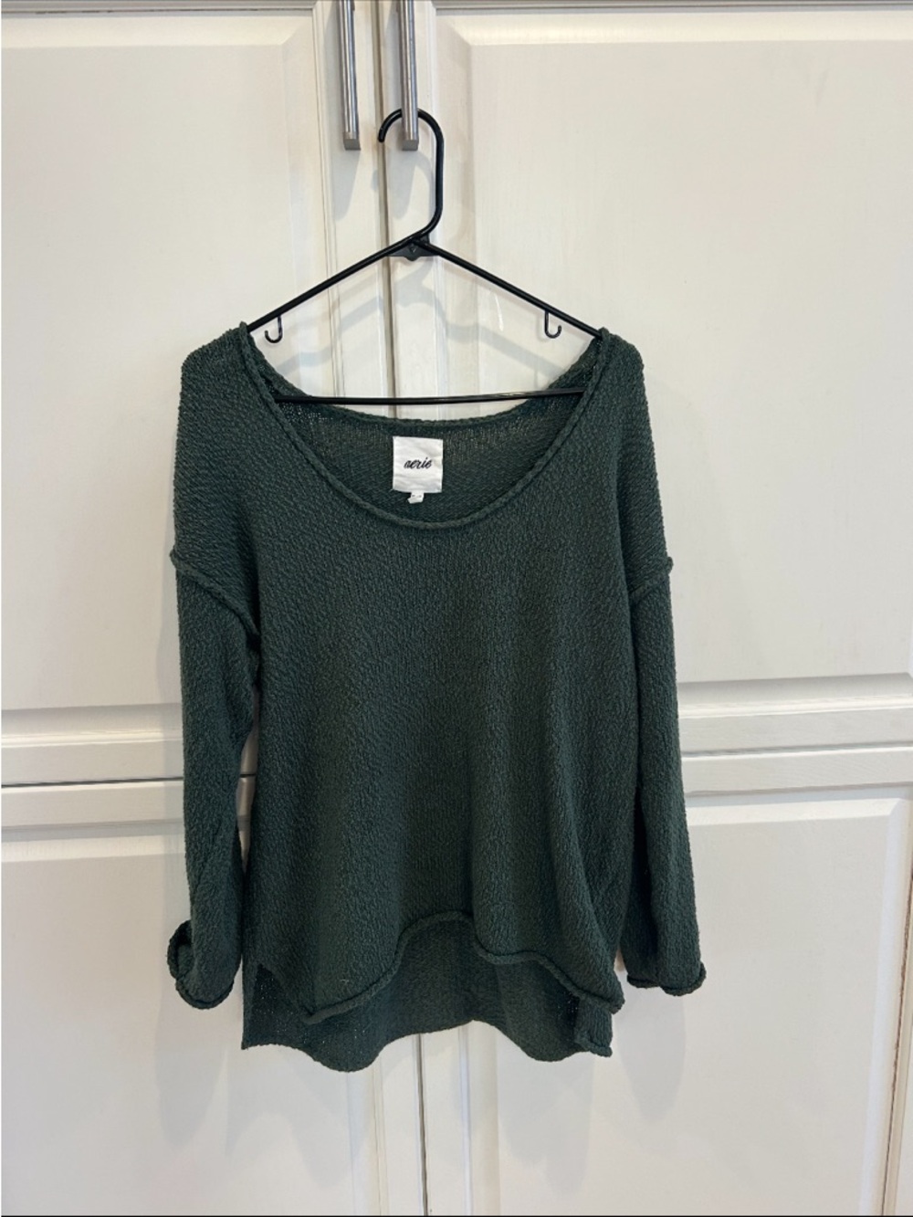 Aerie forest green oversized sweater.  55% cotton 45% acrylic  Size XS
